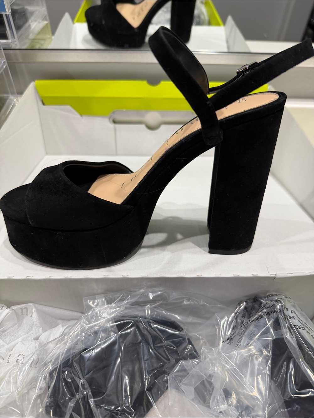 Gianni Bini Black Suede Platform Block-Heel Sandals - Picture 2 of 6
